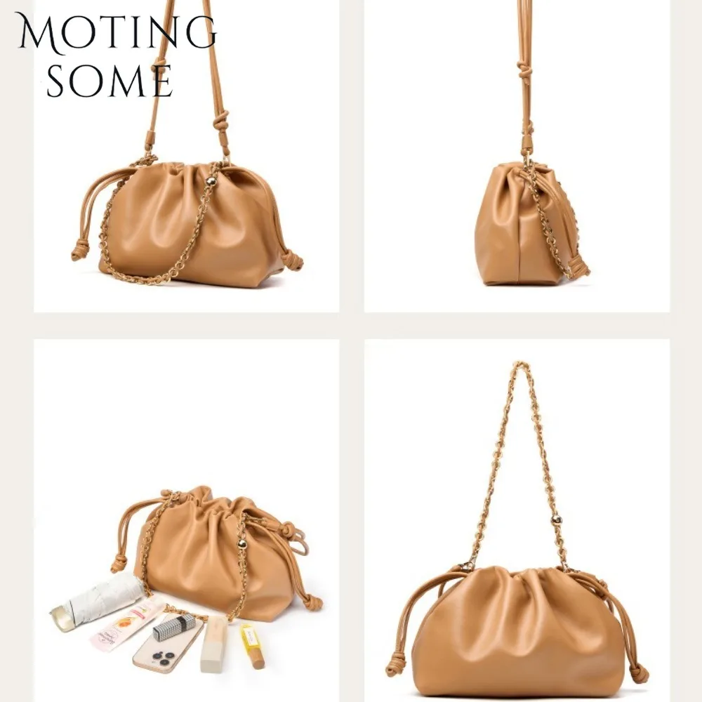 Motingsome جلد البقر سعة كبيرة المرأة محفظة سحابة شكل تحت الإبط السرج حقيبة يد حقائب كتف Crossbody اليومية حمل 2025 جديد