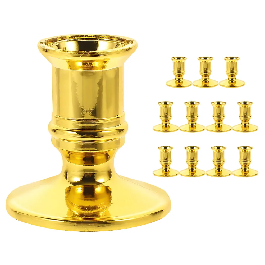

12pcs Vintage Plastic Candlestick Holder Retro Decorative Stand For Bedroom Wedding Pillar Base Electronic Holder
