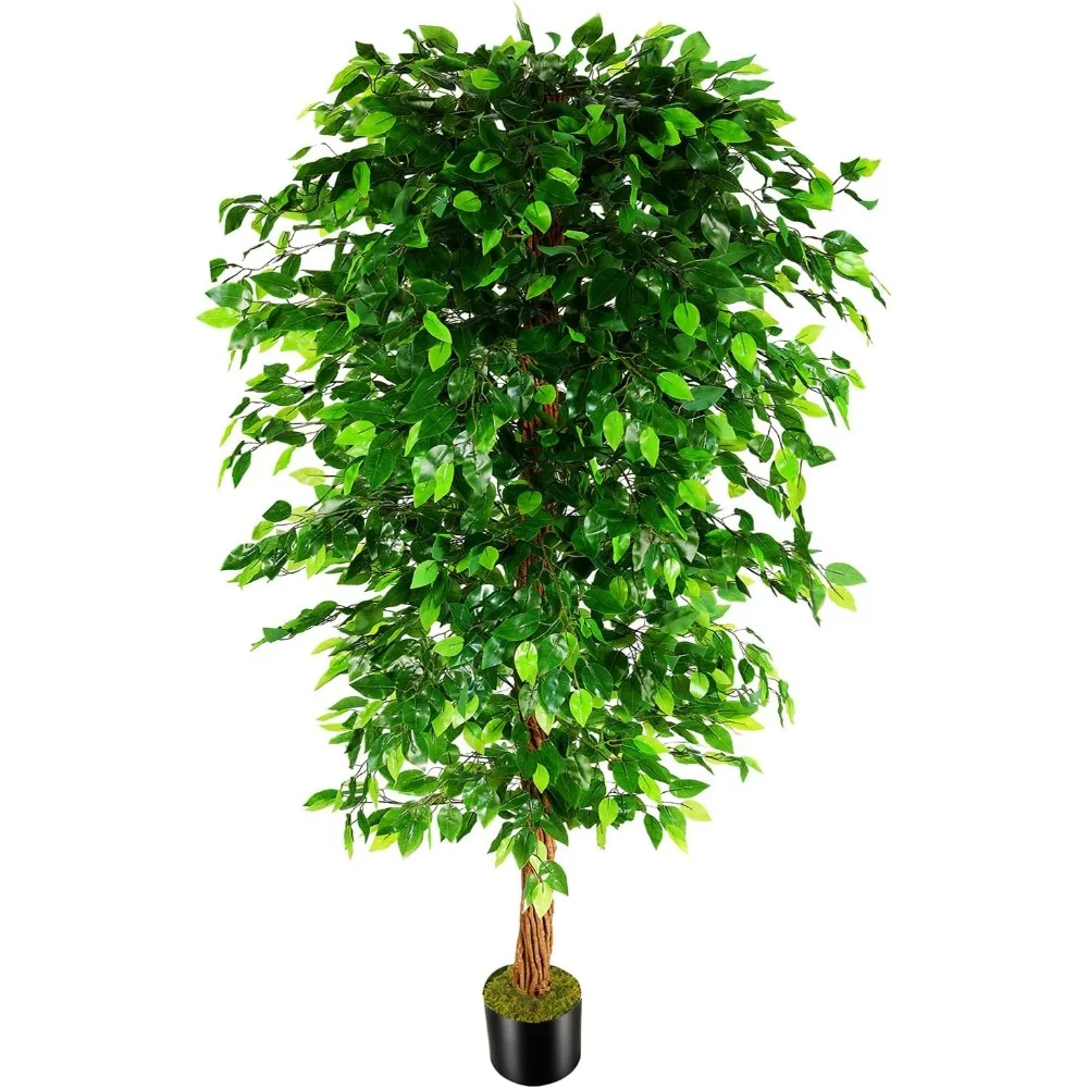 

7ft Artificial Ficus Silk Tree (82in) with Plastic Nursery Pot Faux Tree, Fake Plant for Living Room Home Decor Freight free