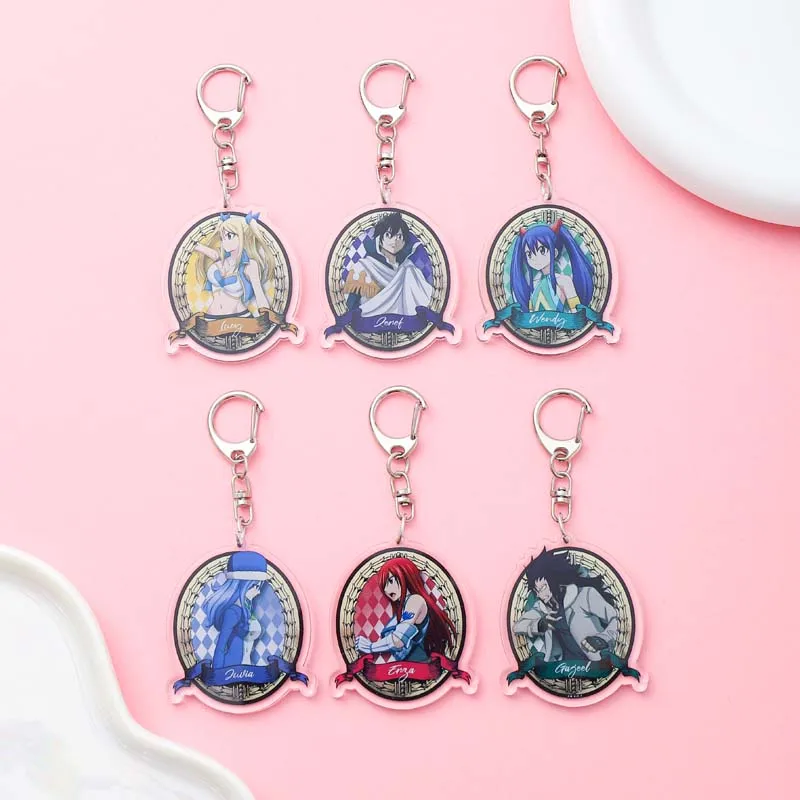 Anime FAIRY TAIL Acrylic Keychain Accessaries Cartoon Funny Bag Pendant Cute Creative Charm Car Keyring Friends Fans Gifts