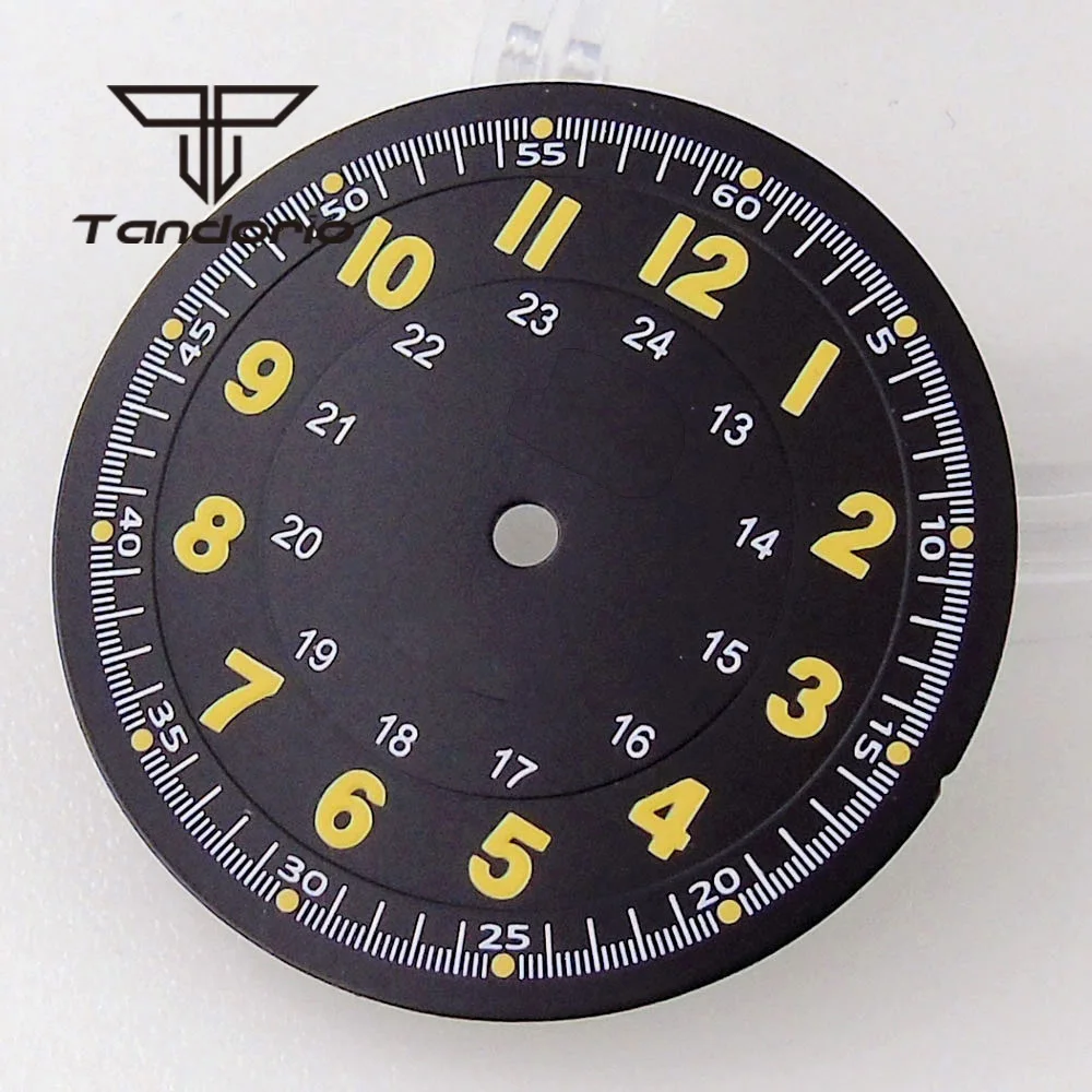 tandorio 36 mm gebürstetes 20-Bar-Tauchfliegeruhrengehäuse aus Edelstahl + 29 mm Zifferblatt + Zeiger, passend für NH35 NH36 NH34 ETA2824 PT5000 ST2130 Uhrwerk 3