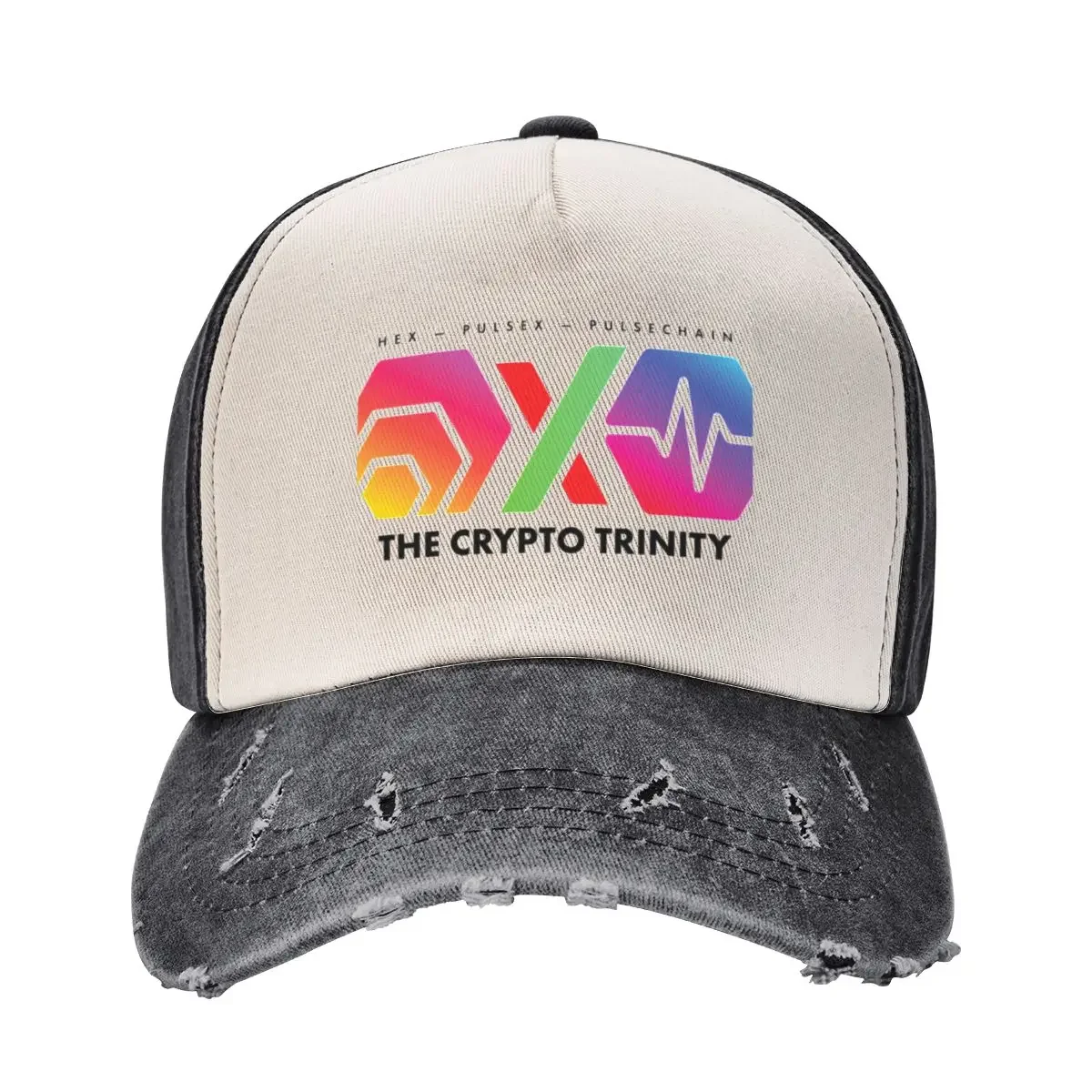 The Crypto Trinity (Hex, Pulsechain and PulseX) on White Baseball Cap Rave Horse Hat New Hat Hats For Women Men's