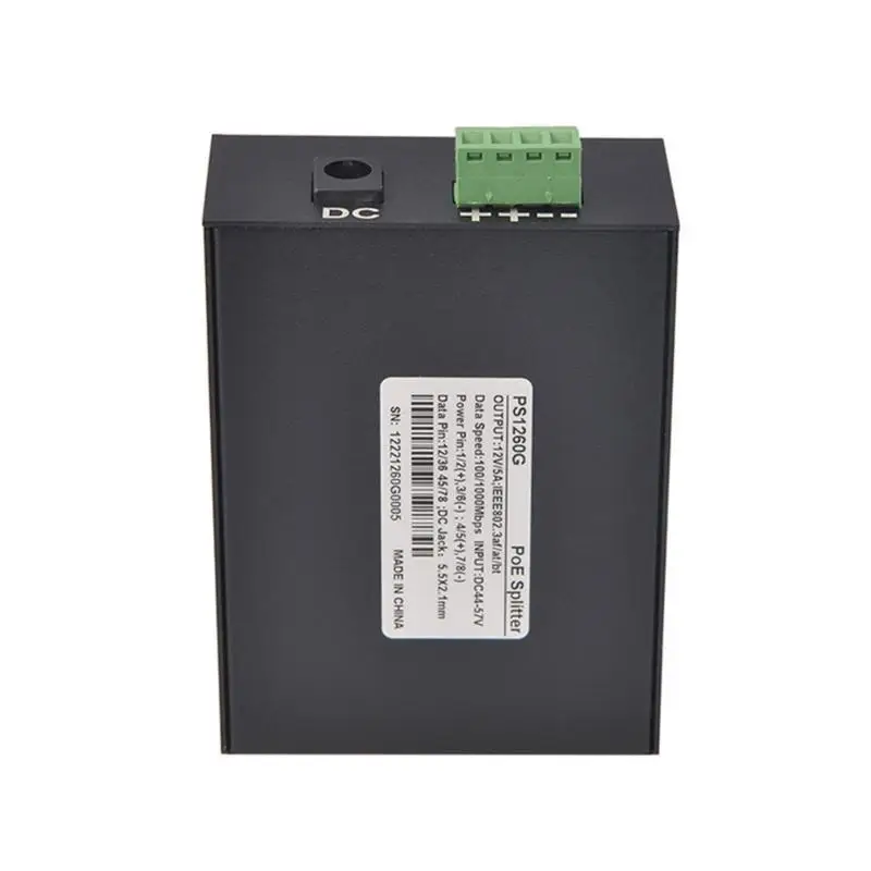 652F POE Separator POE Splitter Metal Case 12V 5A 10/100/1000Mbps RJ45 Power Supply
