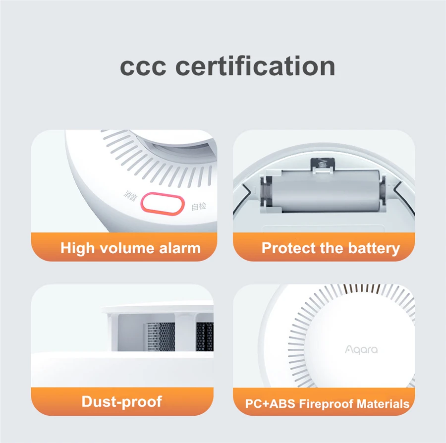 Imagem -06 - Aqara Inteligente Detector de Fumaça Zigbee Alarme Incêndio Monitor Som Alerta Segurança em Casa App Controle Remoto por Xiaomi Mijia Mihome Homekit