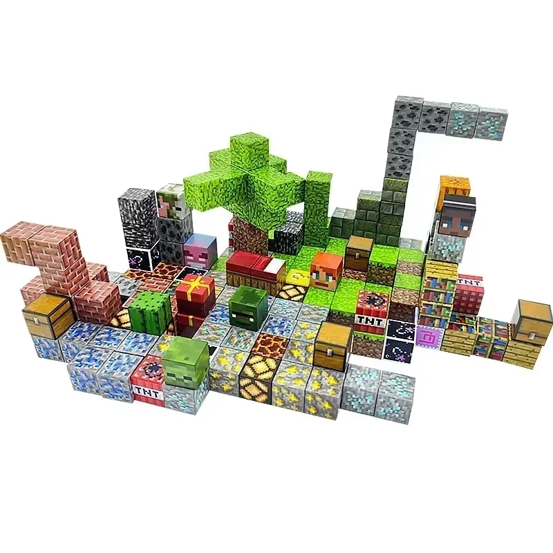 Upgrades Magnetic Building Blocks Toy Build Mine Magnet World Set for Boys Girls STEM Montessori Sensory Cubes for Toddlers