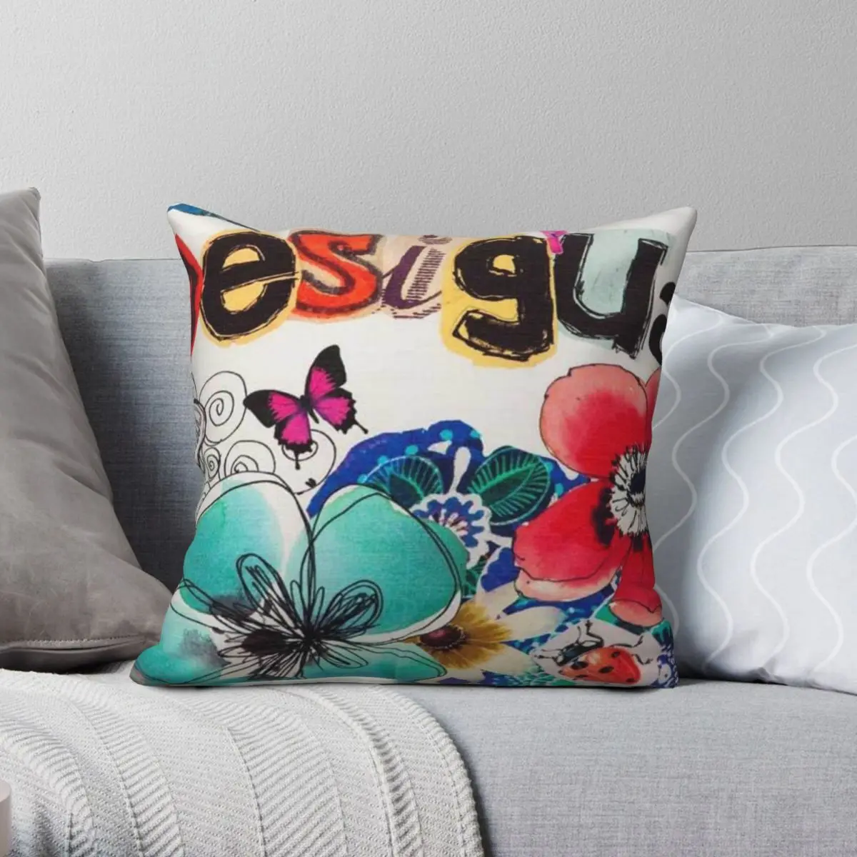 Desigual Custom Pillowcase Polyester Linen Printed Zip Decor Throw Pillow Case Home Cushion Cover