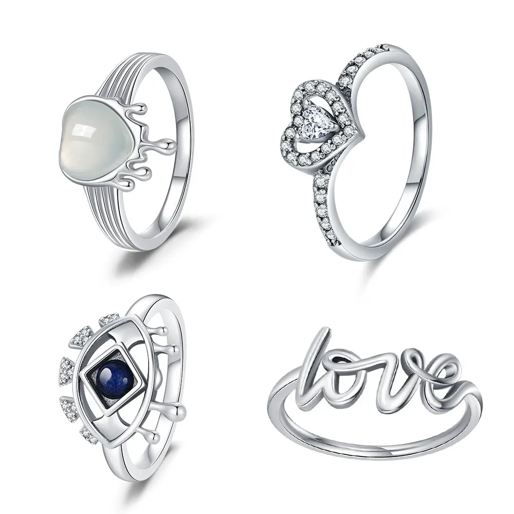 Bague d'amour en argent 925 pour femme, bijoux fins simples, coeur d'oeil de sécurité, matiques pavées, femme, cadeau de fête de la Saint-Valentin