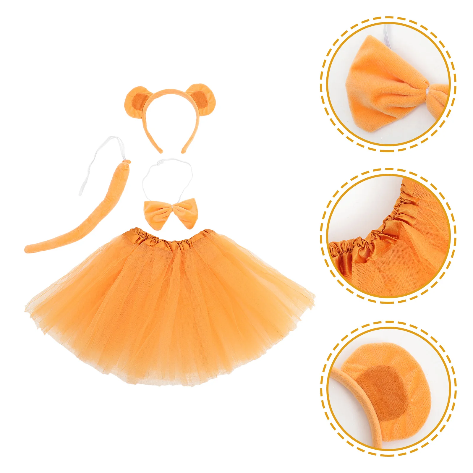 

1Set Monkey Ear Headband Tulle Skirt Tail Bowtie Costume Kit Stage Performance Party Monkey Costume for