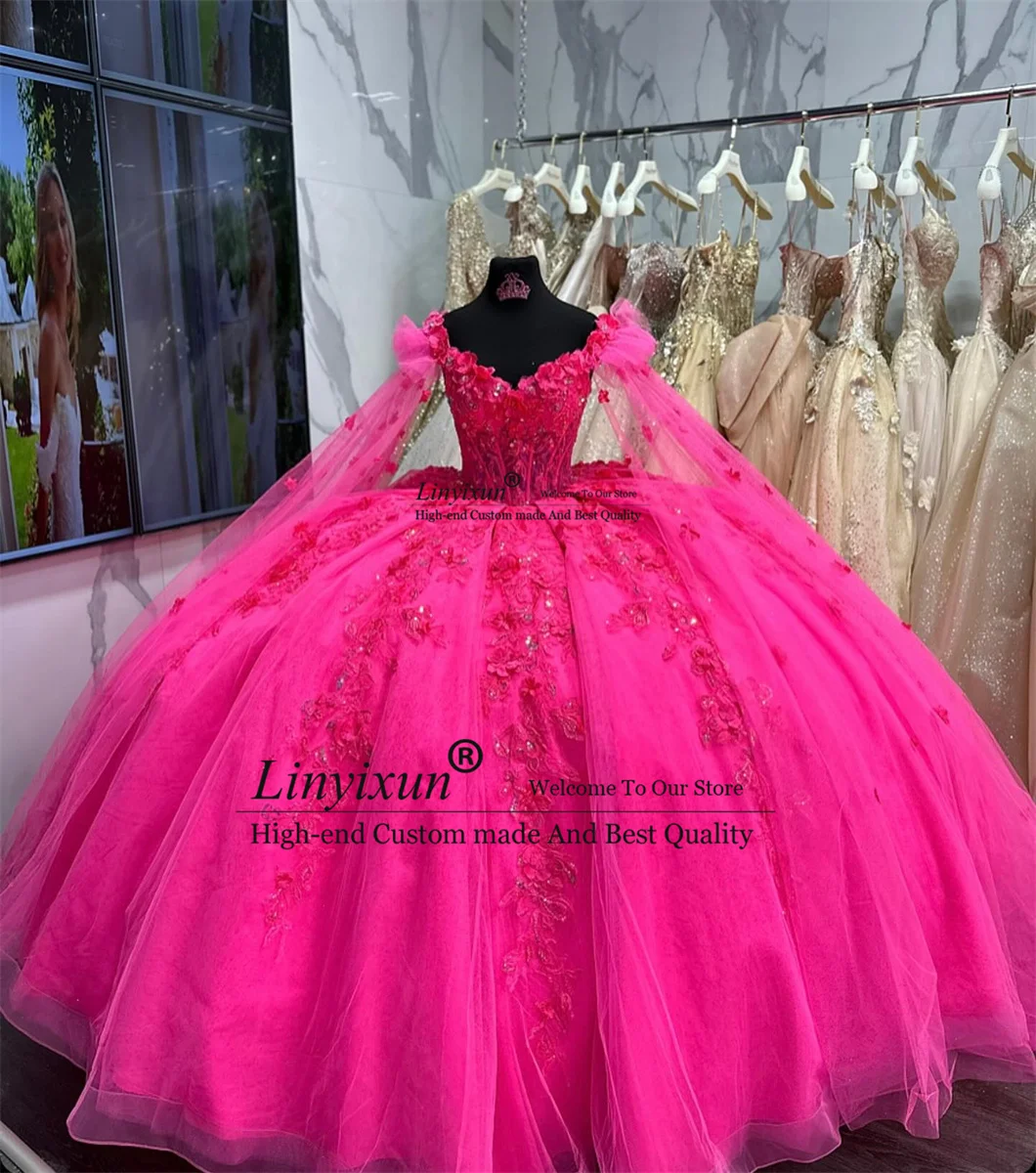 Vestidos de Quinceañera de princesa Mexi de lujo, apliques con hombros descubiertos, cuentas de cristal, perlas, dulce 15 16, vestidos de graduación con cordones, 2024