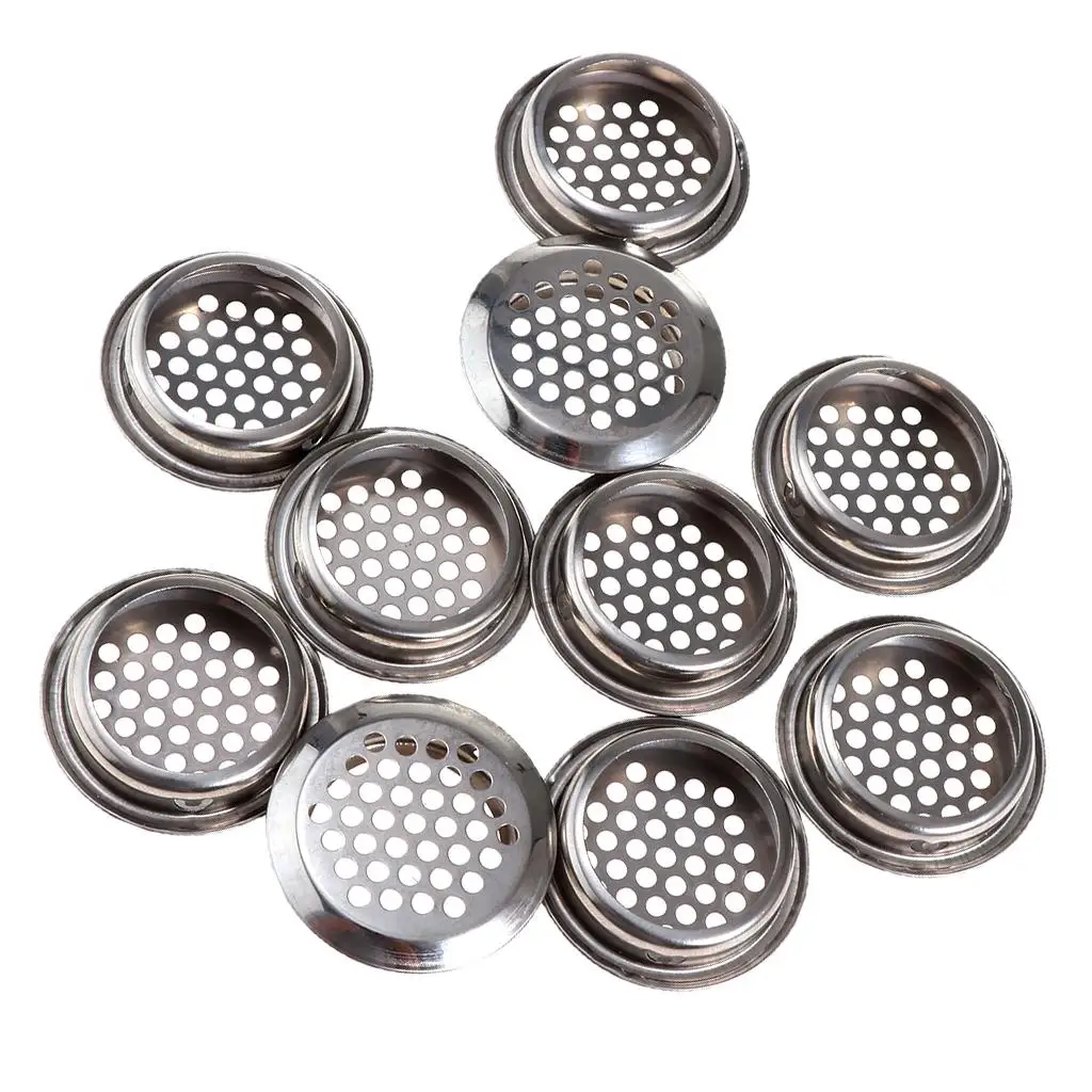 10Pcs Stainless Steel Round Soffit Vents Air Vent Cover Mesh Hole Louver for Cabinet Bathroom Office Kitchen