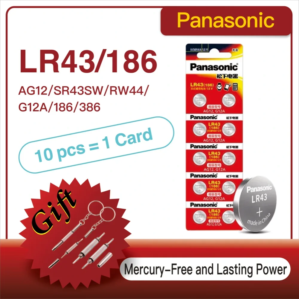 

10-50PCS Original Panasonic AG12 Button Batteries Long Lasting 1.5V SR43W 186 386 Cell Coin Battery for Watch Toys Remote