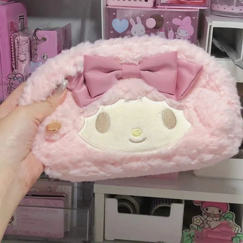 Kawaii Sanrio Piano Plush Pen case student pencil case Cartoon Learning Stationery Cute zipper Cosmetic Bag Girls' products