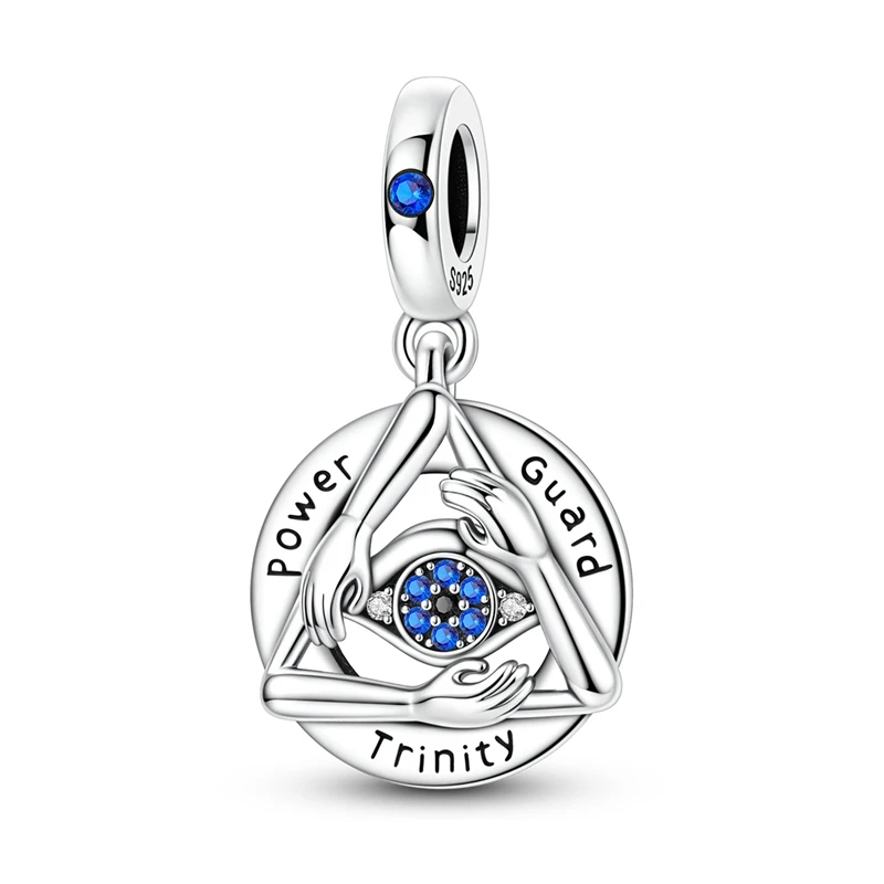 

925 Sterling Silver Charms Bead CZ Zircon Three Hand and Eye Dangle Fit Original Bracelet DIY Women Jewelry