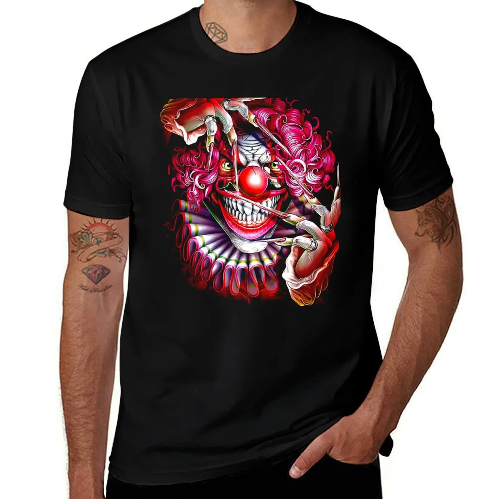 

Killer Clown Horror Anime Drawing T-Shirt vintage anime shirt blanks summer top mens graphic t-shirts big and tall