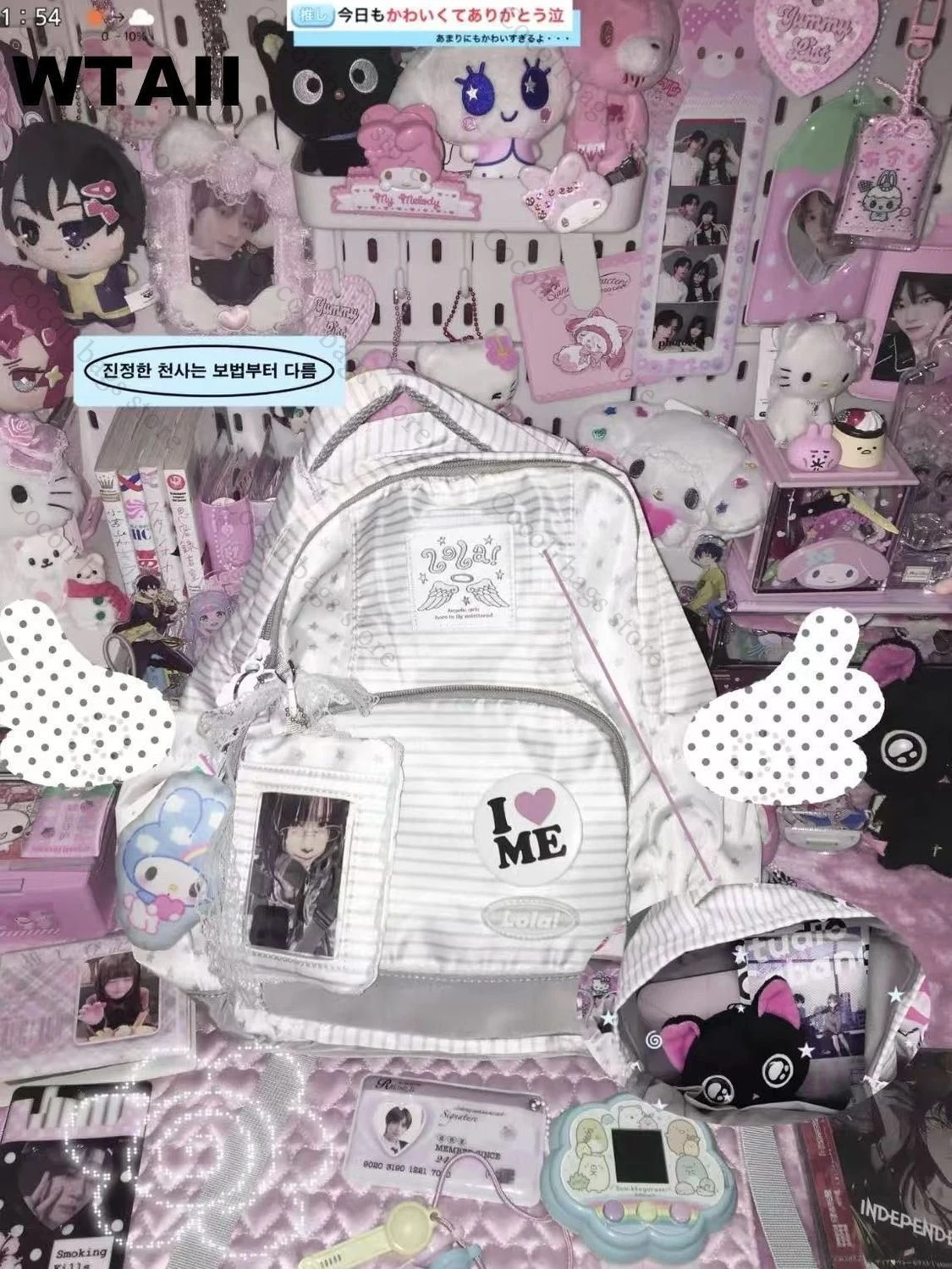 Fashion Striped Dot Decor Back - Canvas Backpack Casual 评论和价格
