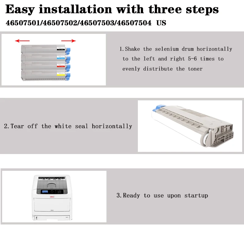 Toner Cartridge para OKI C612dn, Versão dos EUA, 46507504 46507503 46507502 46507501