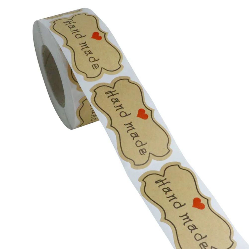 

250Pcs Adhesive Sealing Stickers Kraft Paper Letter Printed Stickers for Gift Candy Bag Wedding Party Packing Decoration Sealing