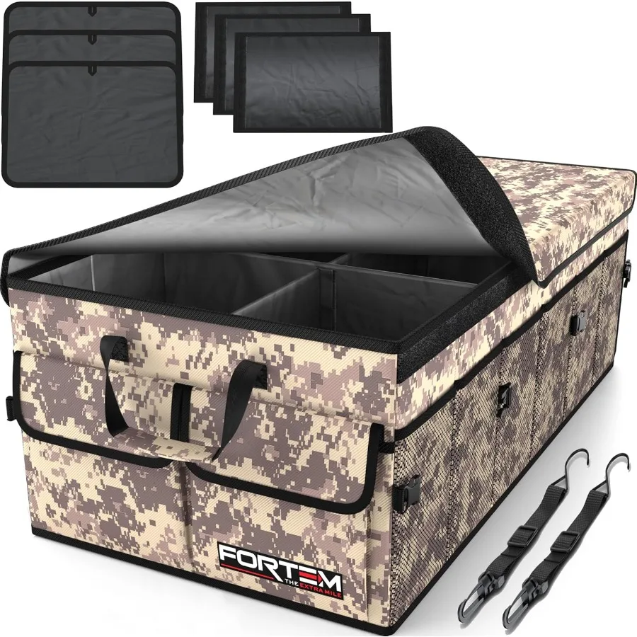 

Car Trunk Organizer Collapsible Multi Compartment SUV Organizer Foldable Storage for Car Accessories for Women Men 600D Ox Non