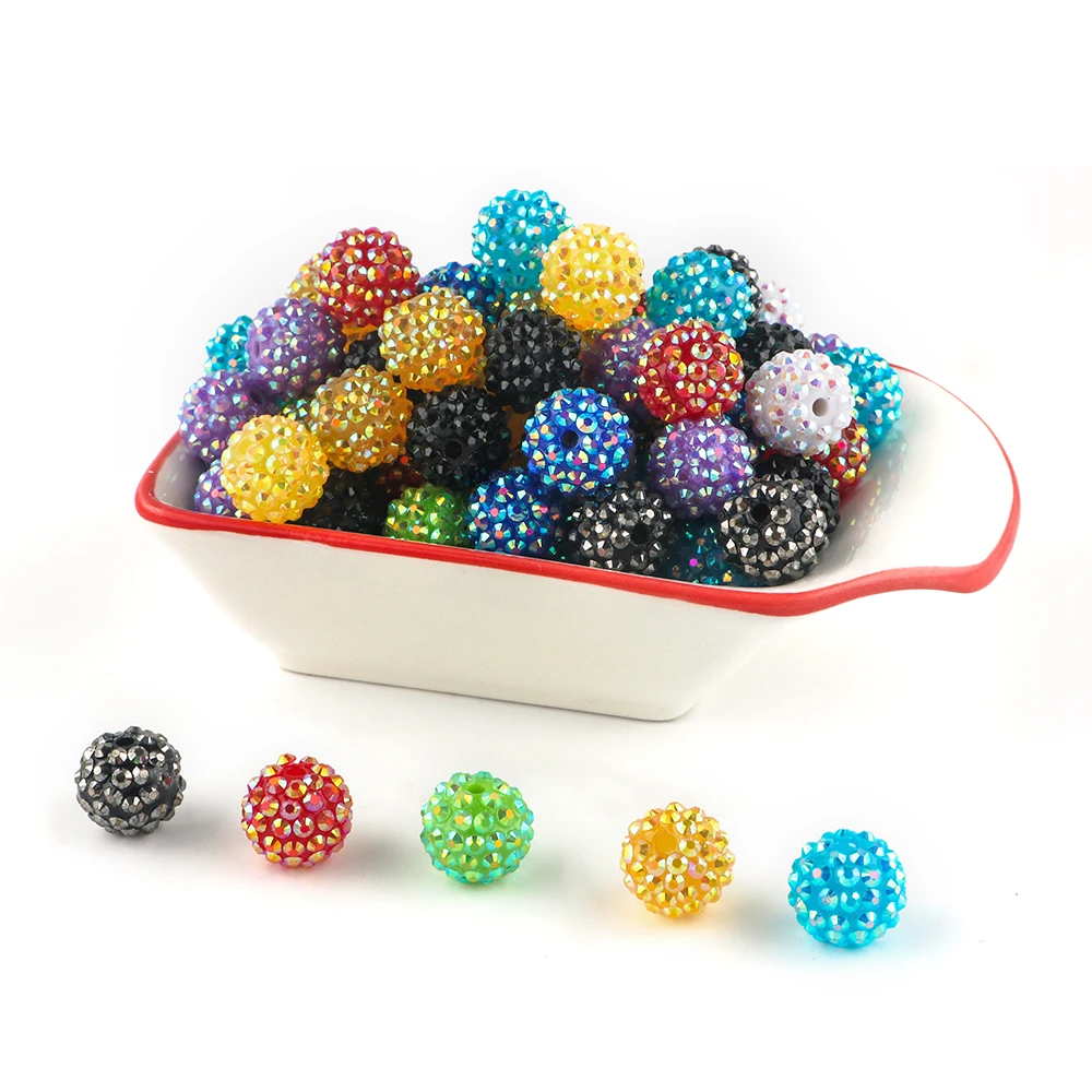 14/16/20mm 10 ~ 30Pcs resina di strass Bayberry Ball Beads per gioielli che fanno perline acriliche accessori distanziatori allentati di moda