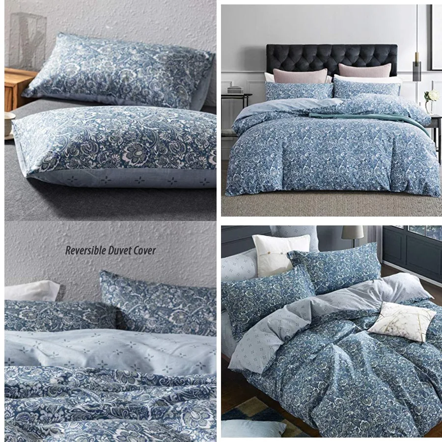 

Duvet Cover, 600 Thread Count Cotton Paisley Pattern Comforter Reversible Cover
