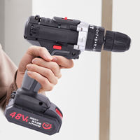 220V Portable Electric Cordless Screwdriver Cordless Drill Hand Tool with 2 Battery and Charger