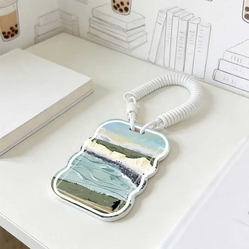 Card Protective Case for Kpop Photocard Holder Student Bus/Meal Card Protection Case Stretchable Spring Cord Photo Protector