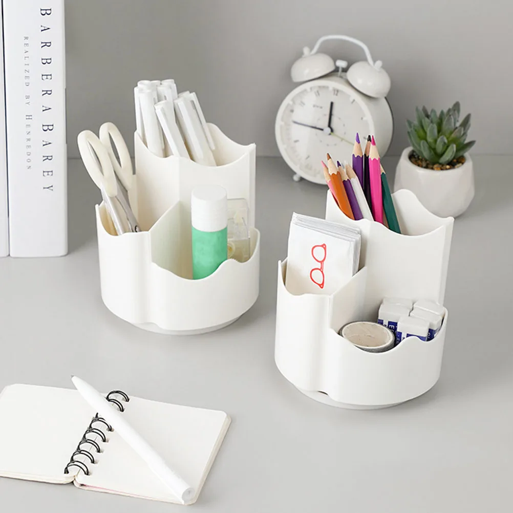 

2pcs Makeup Organizers Multi-Grids Desktop Pen Holders Rotating Buckets Large Capacity Household Brush Storage Nail Art