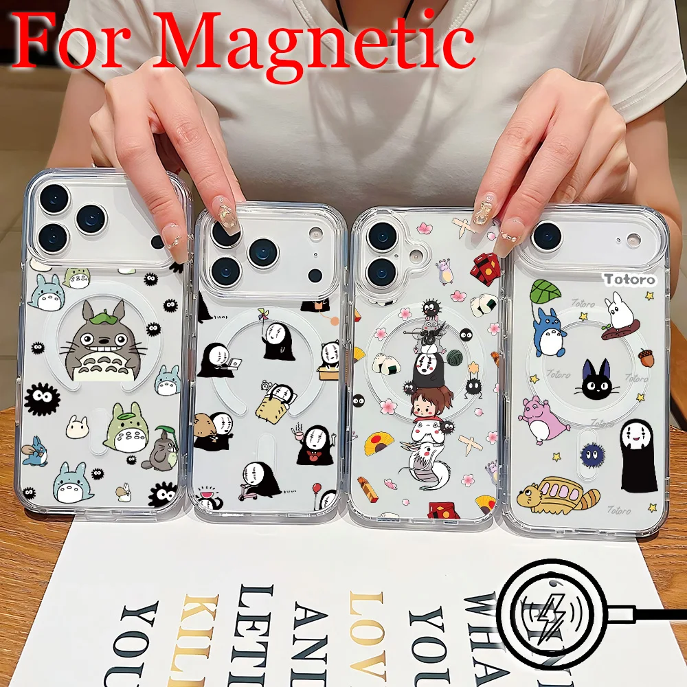 Cartoon Magnetic Phone Case for T-T-Totoroes Samsung Galaxy S26 S25 S24 S23 S22 S21 S20 FE Edge Plus Ultra 5G Clear TPU Cover