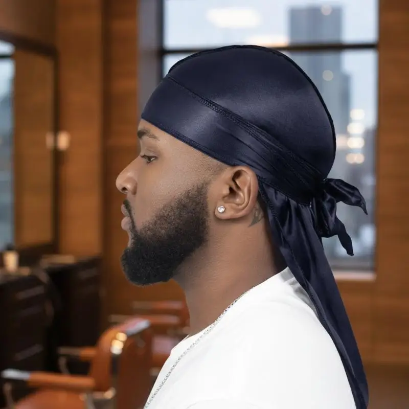 [T] Unisex Silky Long Tail Durag Pirate Hat Turban Fashion Headwraps Cap Bandana Women Men Headwear Caps Hijab Hair Accessories view 3