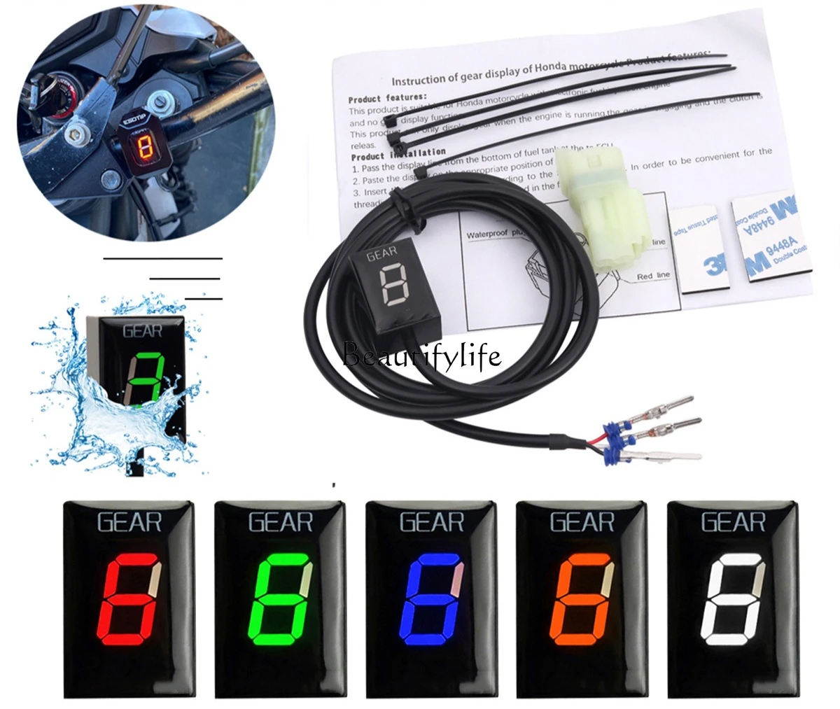 Motorcycle LED gear display LCD digital, gear display CBR1000RR