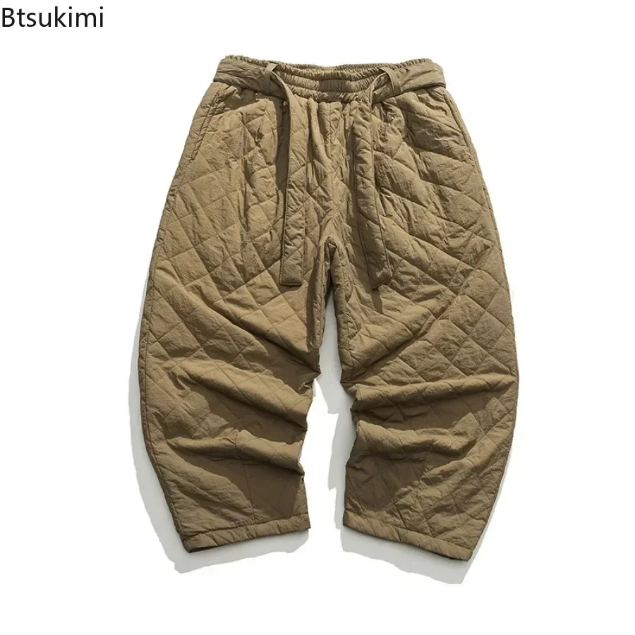 2025 Autumn Winter Thickened Cotton Padded Pants Men Casual Warm Trousers Male New Chinese Style Pants Solid Sweatpants Oversize