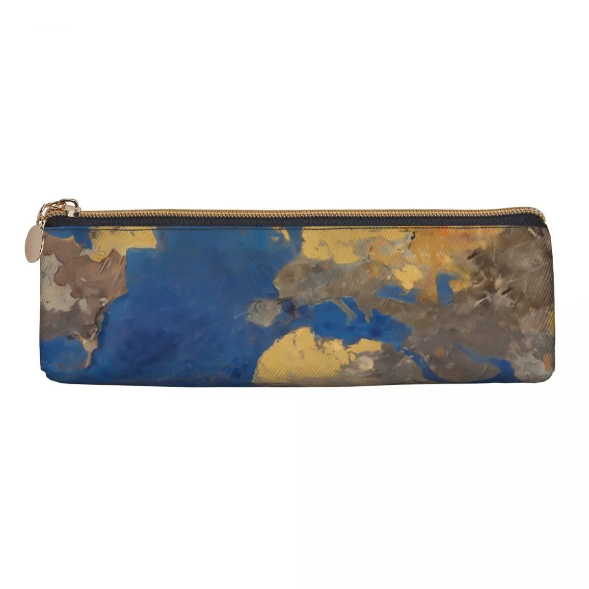 Map PRINT Pencil Case Golden World PU Leather Pencil Pouch Students Cute Large Capacity School Pencil Cases Stationery