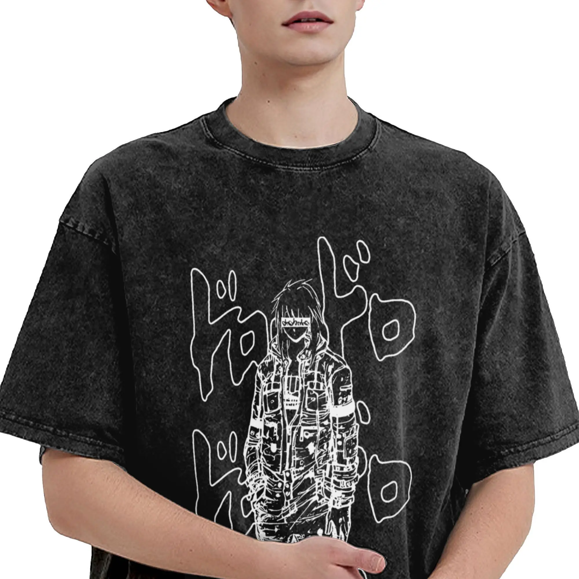 T-shirt manches courtes homme femme, streetwear surdimensionné, Cyberpunk, manga, Intérieur aido, Dorohedoro