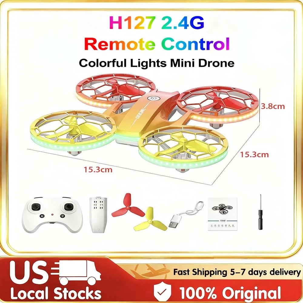 

2.4G Remote Control One Key Takeoff Landing Mini Racing Drone Anti-Drop Colorful LED Lights Quadcopter Children Flying Gift Toy