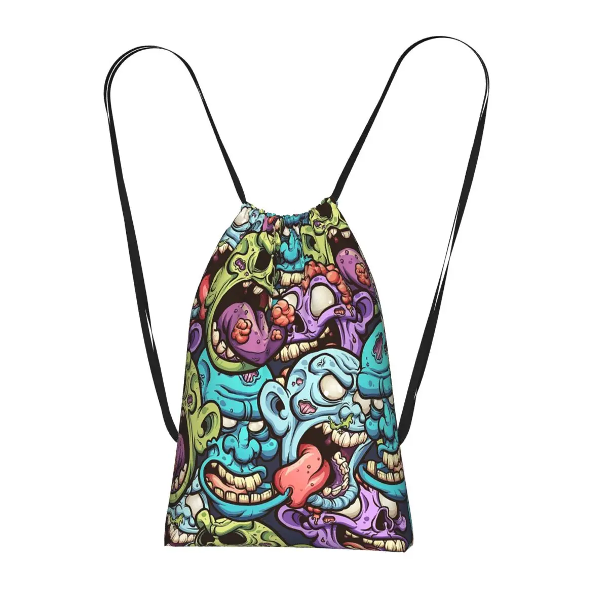 

Tooth Halloween Zombie Pattern Backpacks Fashion Drawstring Bundle Pocket Sports Bag Book Bags for Travel Students
