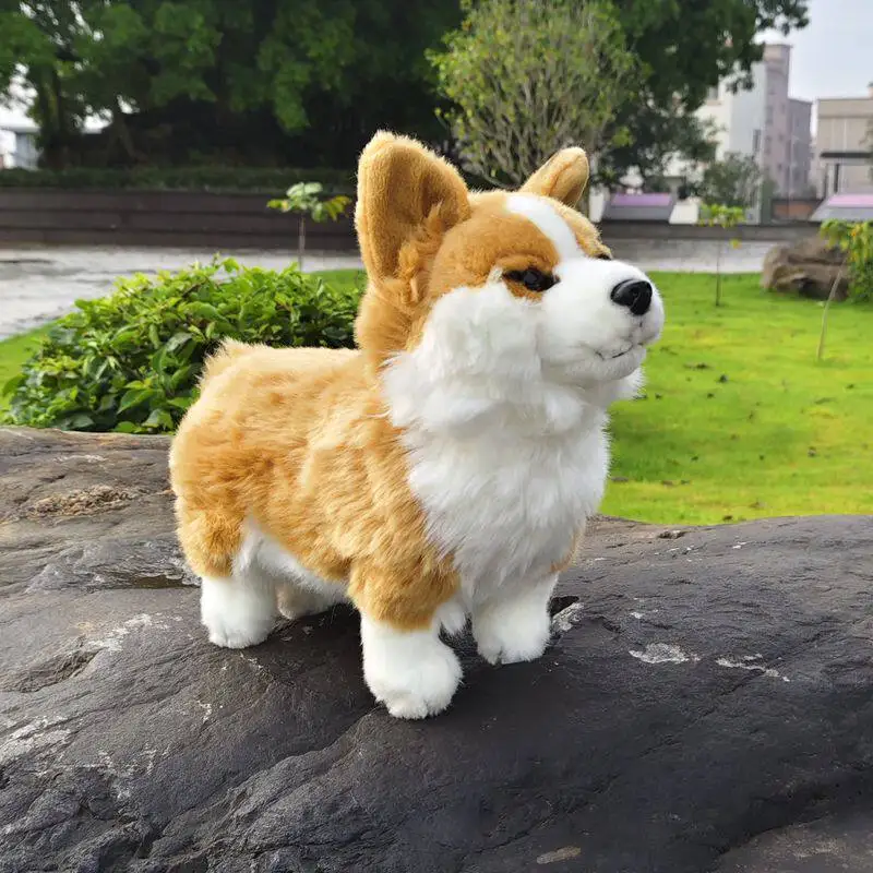 

Simulated Corgi Dog Toy with Fur Cute Welsh Terrier Puppy Doll Lifelike Animals Simulation Stuffed Doll Kawaii Toy Gifts