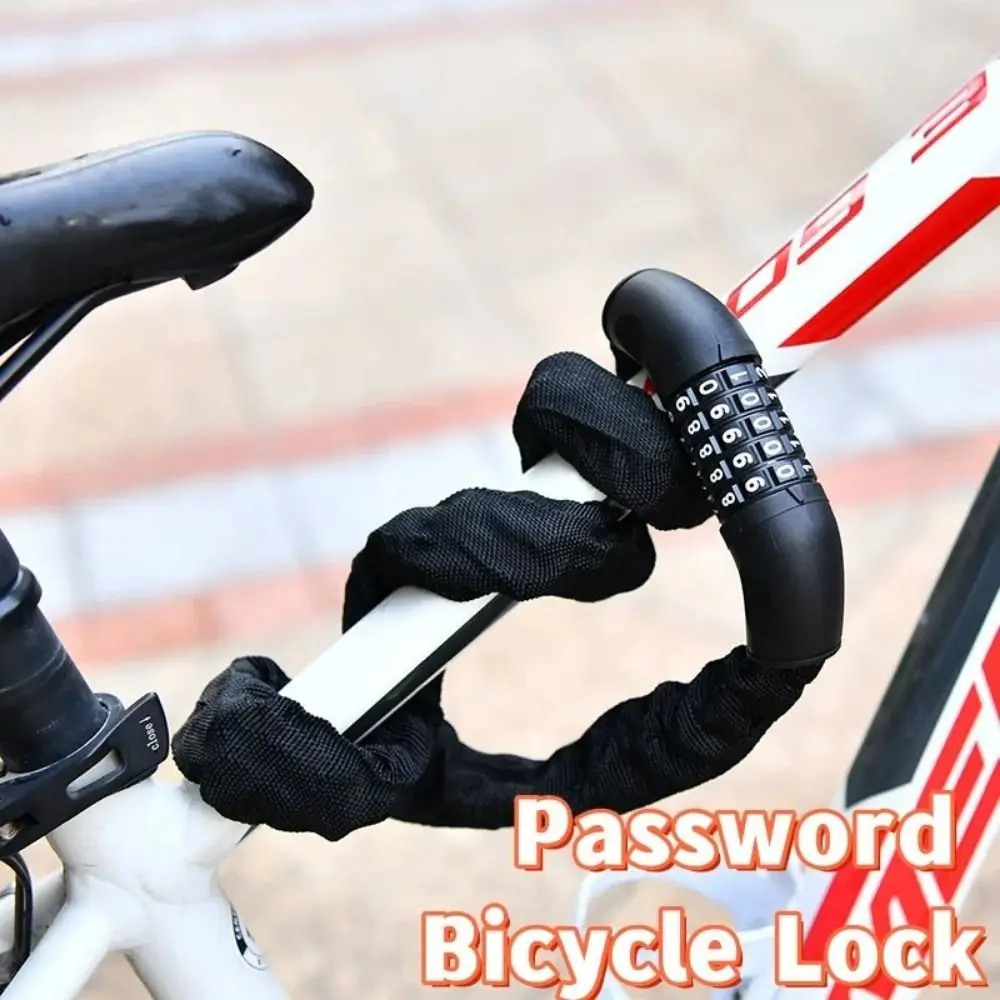 4/5 Digit Combination Bike Chain Lock Black Security Bicycle Chain Lock Durable Resettable Anti-theft Lock Fence