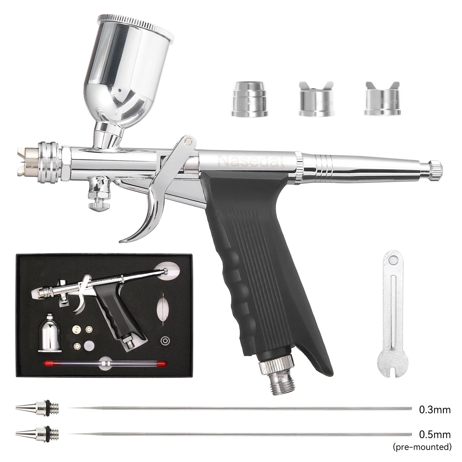 

Набор профессионального аэрографа Nasedal 0,3 0,5 мм, пистолет-распылитель двойного действия с гравитационной подачей для моделирования Gundam, инструмент для дизайна ногтей, хобби, сделай сам