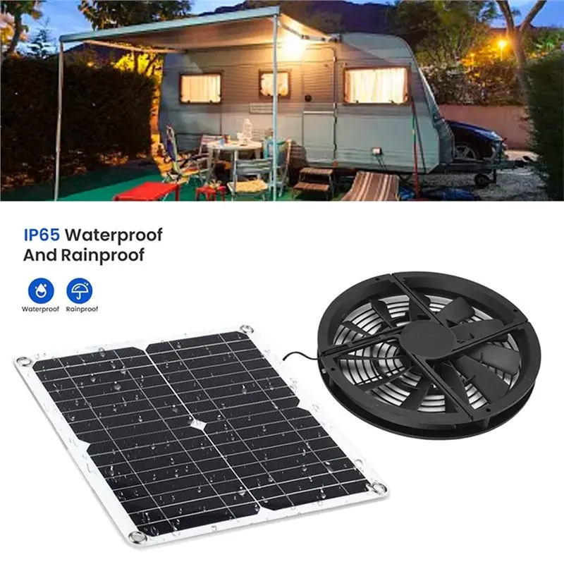 B51CNEW! Exhaust Fan With Solar Panel Set For Outdoor Chicken Coop Air Circulation System Solar Fan