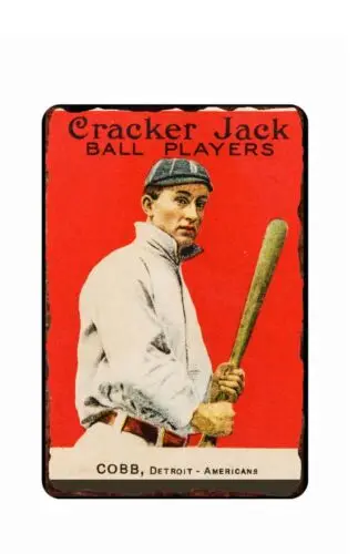 Ty Cobb Cracker Jacks Advertising A Metal Tin metal sign 12 x 18