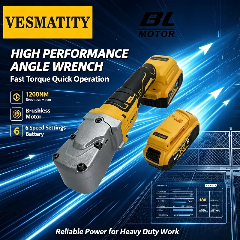 Tool VESMATITY Heavy Duty Cordless Electric Ratchet Wrench 1200NM 1/2 Inch Removal Screw Nut Car Repair for 18V-20V Battery