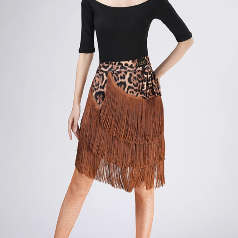 Latin Dance Fringe Skirt New Latin Dance Dress Female Adult Fringe Skirt Ballroom Dance Dress Women Competition Danced Skirt