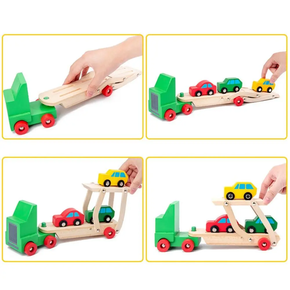 

Building Blocks Wooden Passenger Plane Set Trailer Aircraft Commander Double Layer Car Model Simulation Fall-resistant