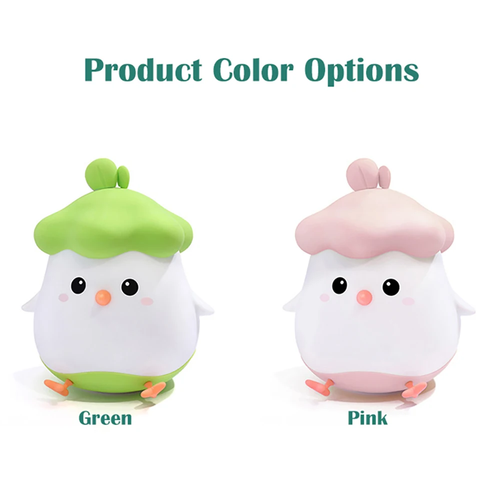 LED NightLight Veggie Chick Shape Silicone Patting Lamp Bedroom Bedside Decor Festival Atmosphere Light Holiday Gift For Couple