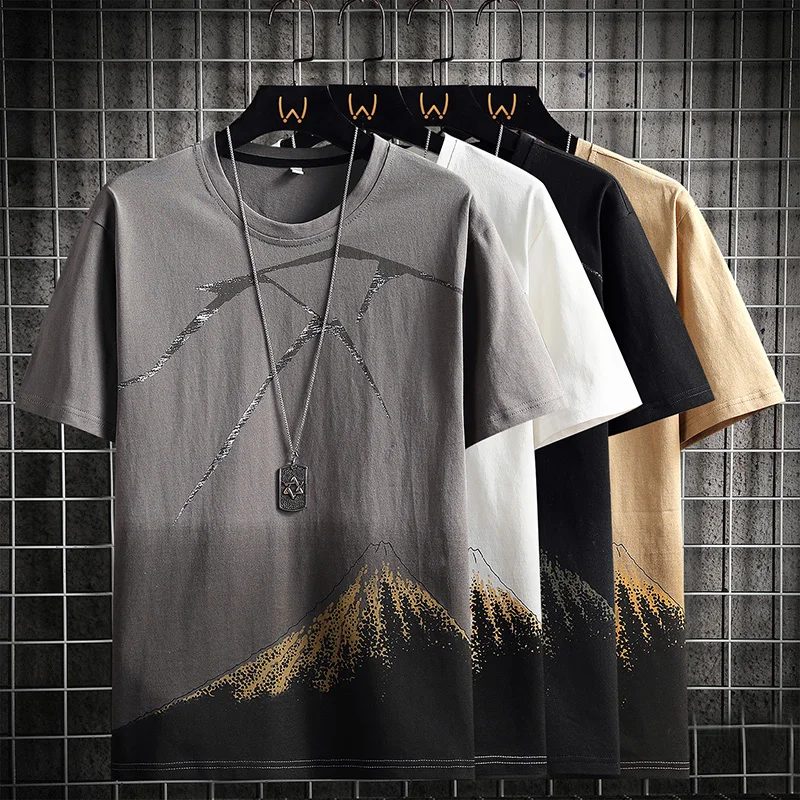 

100% Cotton Short Sleeve T-shirt 2023 Men's Summer Fashion Loose Fitting Student Casual Half Sleeve T-shirt Hip Hop