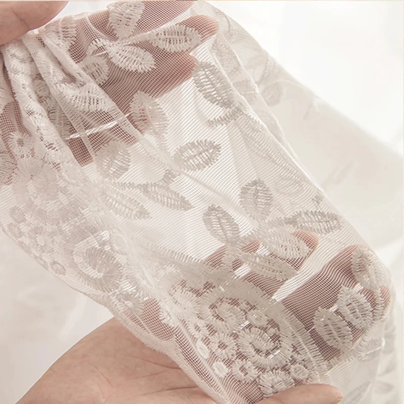 French Pastoral Flower Mesh Lace Embroidery Sheer Tulle Bedroom Curtains For Living Room Balcony Bay Window Volile Fabric Drapes