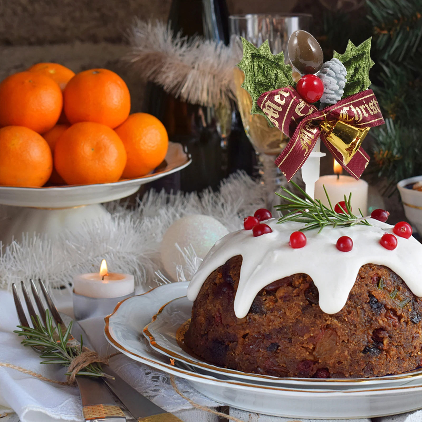 

10 Pcs Berry Cake Toppers Decoration Plaque Christmas Decorating Supplies Bell Decorations