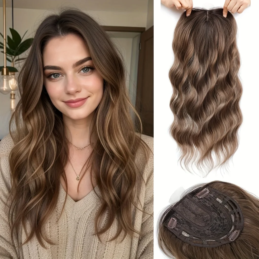 

Накладка для волос для женщин с редкими волосами, 20 дюймов, длинная, волнистая, кудрявая, многослойная, синтетическая, легкая, дышащая, парик-накладка