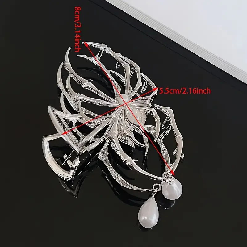 Personalized creative metal spider pearl hair clip, suitable for high-end cool hairstyles of women, Halloween hair accessories