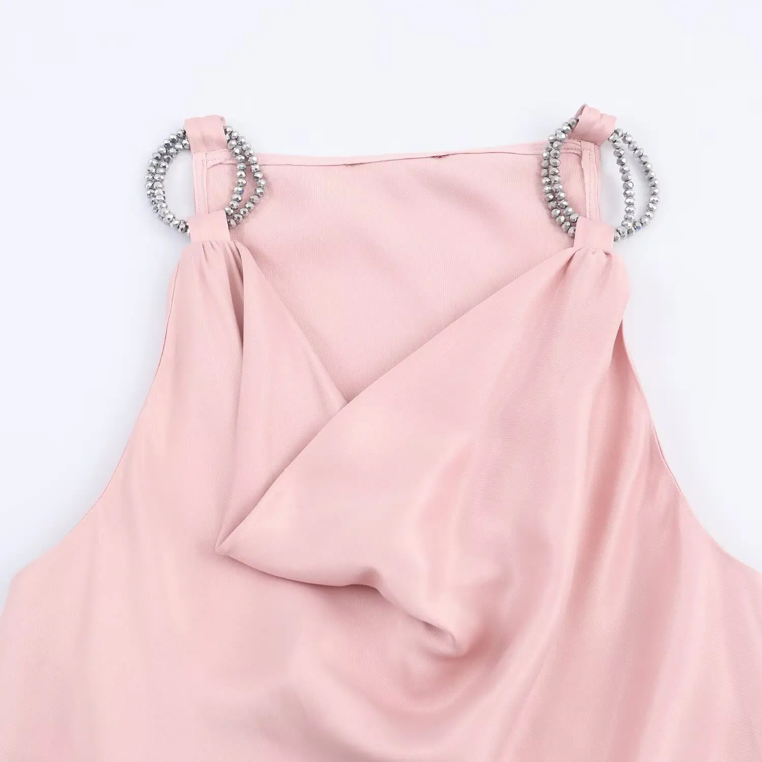 JNLEAOG Damen Faionable Perlen-Seidensatin-Top, vielseitig, Herbst, Neuankömmling, Polyesterfaser-Oberbekleidung, normale Länge